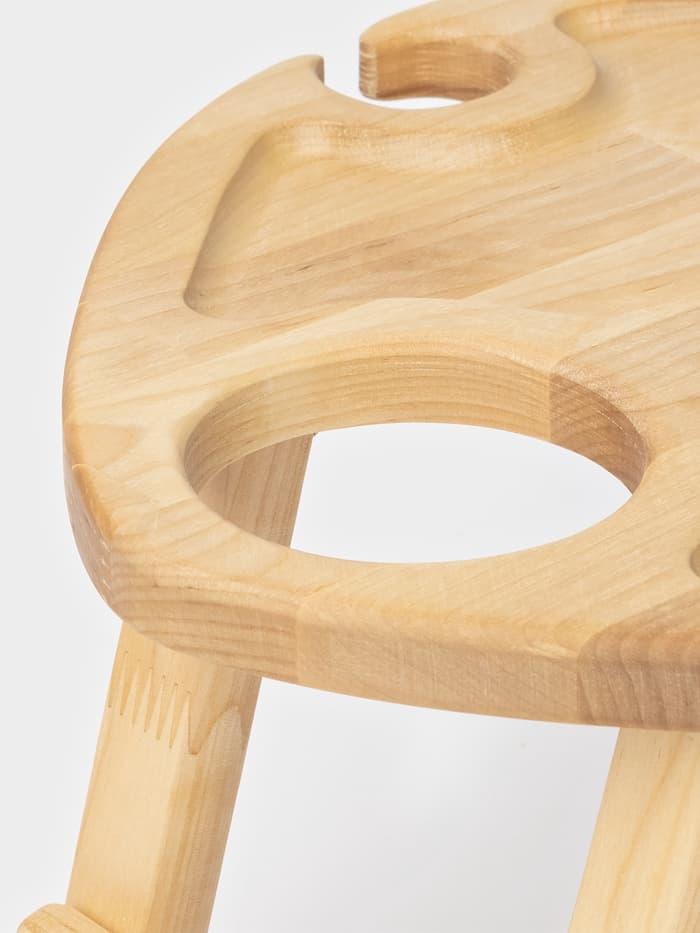 Столик - поднос для вина в форме сердца Adelica, с менажницей и складными ножками, на 2 персоны, d=30×1.8 см, дерево берёза