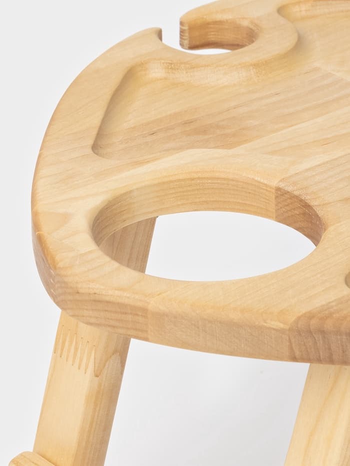 Столик - поднос для вина в форме сердца Adelica, с менажницей и складными ножками, на 2 персоны, d=30×1.8 см, дерево берёза