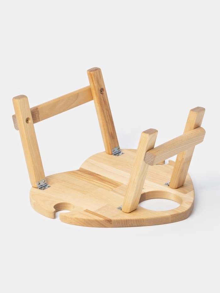 Столик - поднос для вина в форме сердца Adelica, с менажницей и складными ножками, на 2 персоны, d=30×1.8 см, дерево берёза