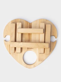 Столик - поднос для вина в форме сердца Adelica, с менажницей и складными ножками, на 2 персоны, d=30×1.8 см, дерево берёза