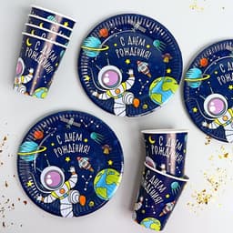 Посуда одноразовая бумажная «Космос», на 6 персон, 12 предметов