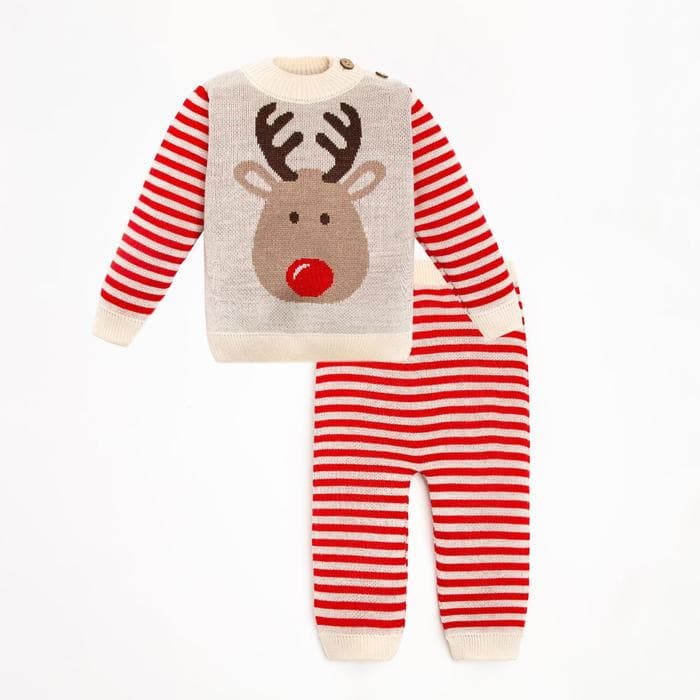 Костюм детский вязаный «Крошка Я. Олень», рост 74-80 см
