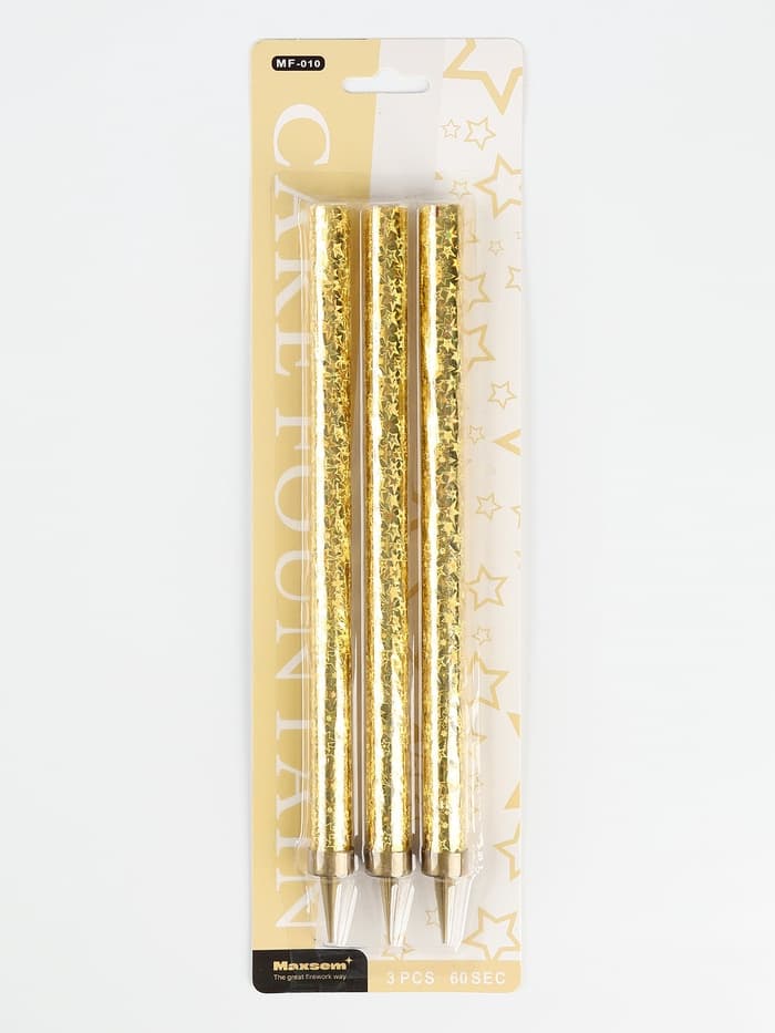 Свечи фонтаны в торт «Золотые искры», 3 шт., 20 см, горение 50 сек.