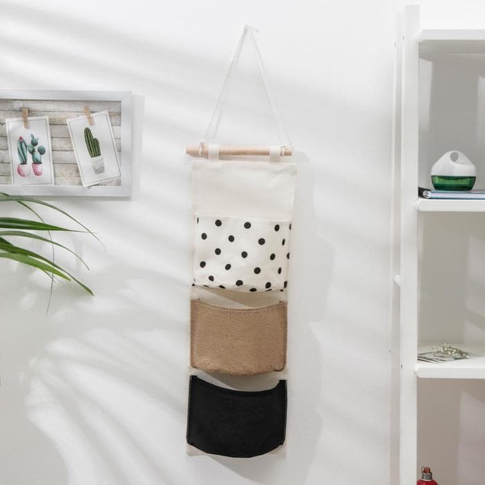 Органайзер подвесной с карманами «Доляна. Мэри», подвесной, 3 отделения, 59×20 см