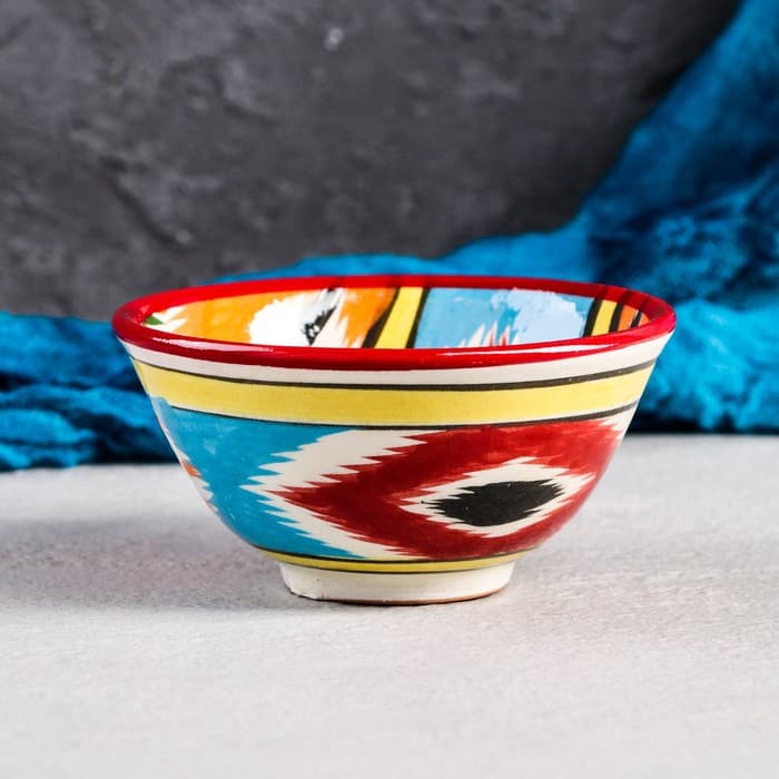 Пиала узбекская Риштанская Керамика «Атлас», 200 мл, d=11.5 см, разноцветная