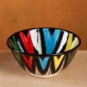 Бульонница узбекская Риштанская Керамика «Атлас», 500 мл, d=15.5 см, чёрная