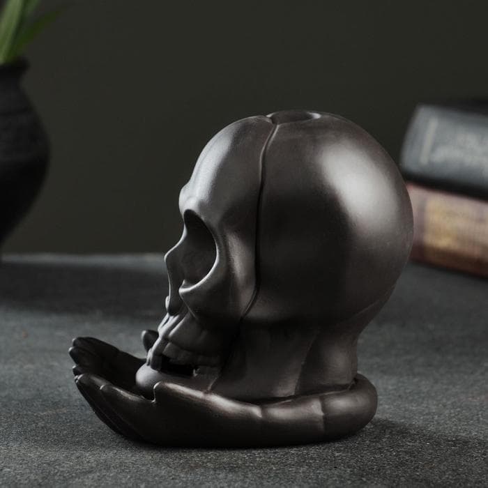 Подставка для благовоний TAKE IT EASY «Череп», набор благовоний конусы, стелющийся дым, 10×8×8 см, с подсветкой, батарейки LR=44