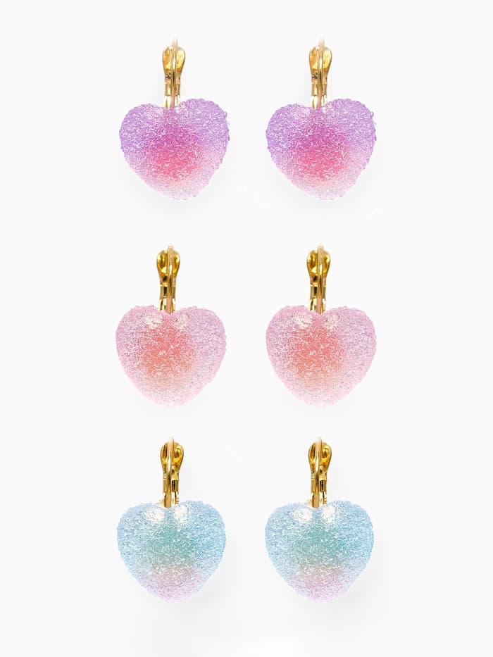 Серьги ассорти «Мармеладные сердечки», в сахаре, цвет МИКС