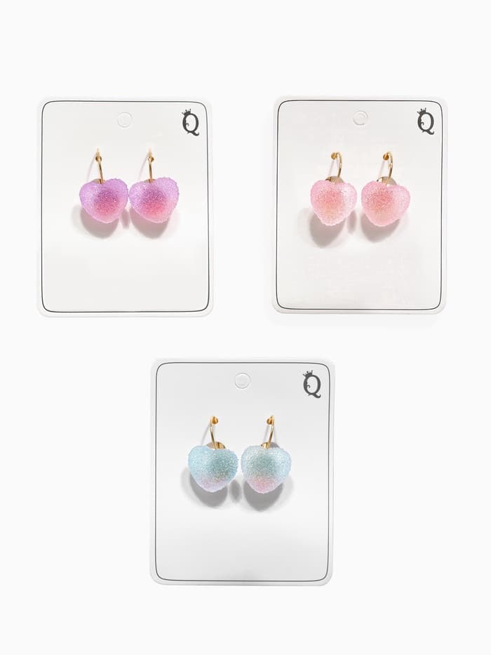 Серьги ассорти «Мармеладные сердечки», в сахаре, цвет МИКС