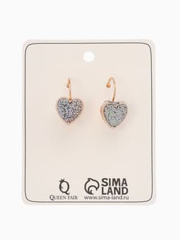 Серьги ассорти «Сердца», блёстки, цвет серебро в золоте