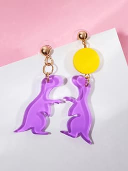 Серьги акриловые «Динозаврик», милый, фиолетово-жёлтые