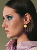 Серьги акриловые «Динозаврик», милый, фиолетово-жёлтые