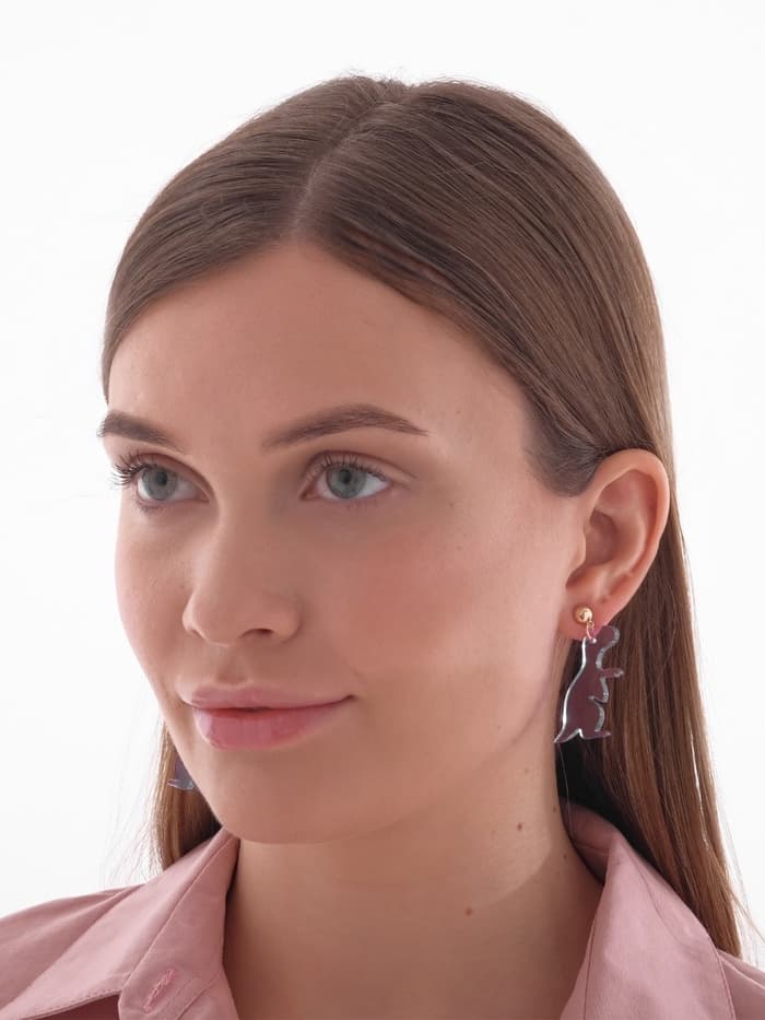 Серьги акриловые «Динозаврик», милый, фиолетово-жёлтые