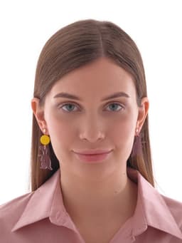 Серьги акриловые «Динозаврик», милый, фиолетово-жёлтые