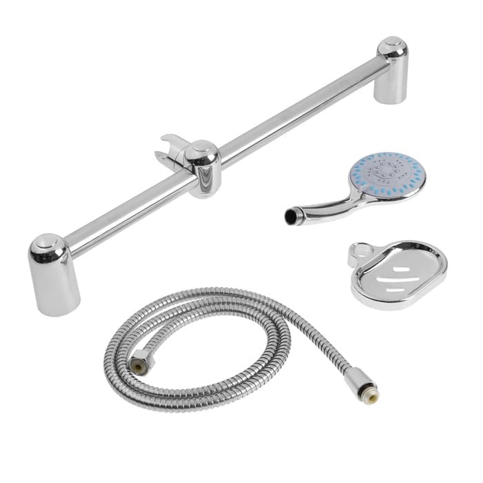 Душевая лейка 5 режимов со шлангом, стойкой, мыльницей, крепеж в комплекте.