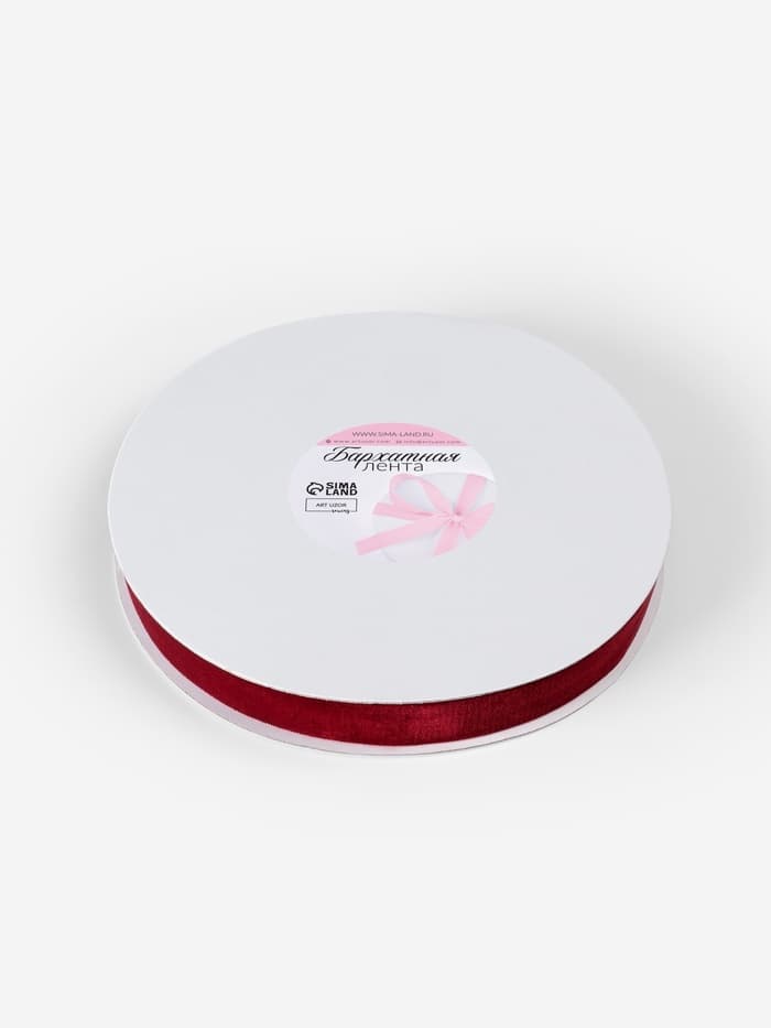 Лента бархатная, 20 мм, 18±1 м, бордовая №46