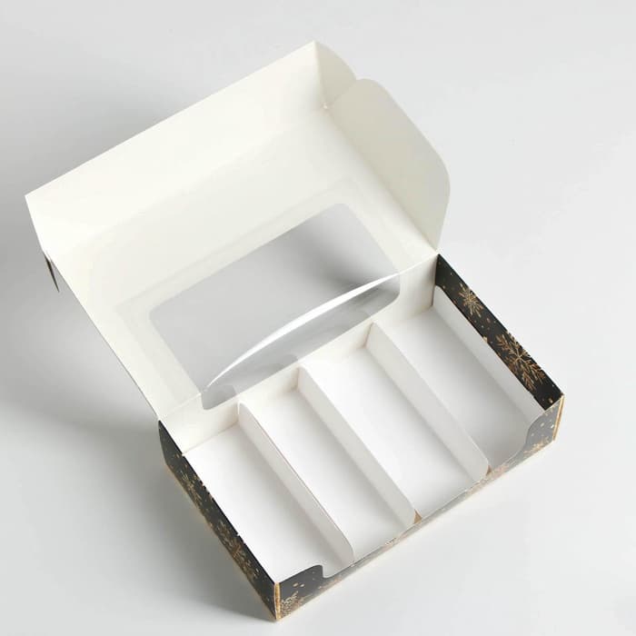 Коробка для эклеров с вкладышами новогодняя «Пусть сбудутся желания», 25×15×7 см