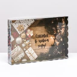 Коробка для печенья новогодняя «Счастья в Новом году», 22×15×3 см