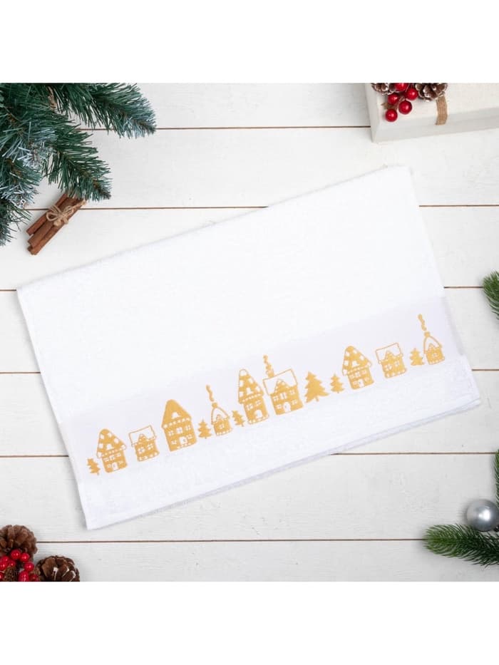 Полотенце махровое «Этель. Новый год: Домики», 50×90 см, хлопок 100%