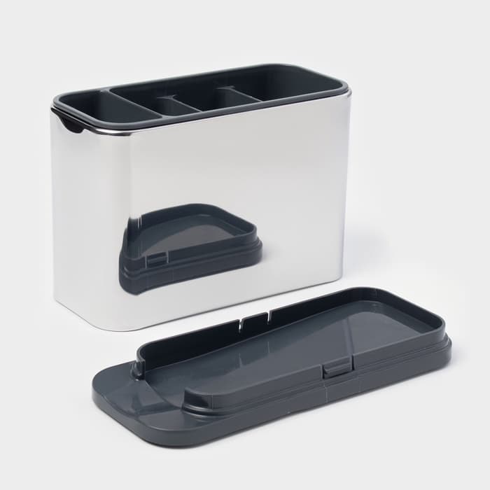 Подставка для столовых приборов Magistro «Металлик», 4 отделения, по верху 18×8.3×13.7 см, пластик, нержавеющая сталь