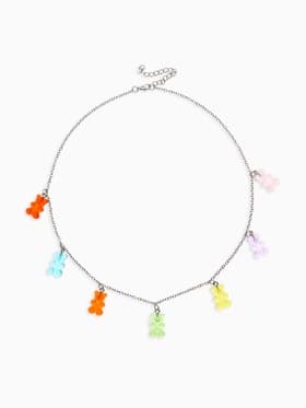 Колье «Мармеладный мишка», компания, цветное в серебре, 50 см