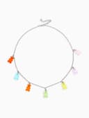 Колье «Мармеладный мишка», компания, цветное в серебре, 50 см