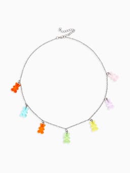 Колье «Мармеладный мишка», компания, цветное в серебре, 50 см