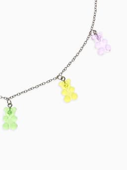 Колье «Мармеладный мишка», компания, цветное в серебре, 50 см