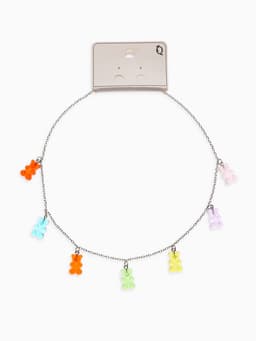 Колье «Мармеладный мишка», компания, цветное в серебре, 50 см