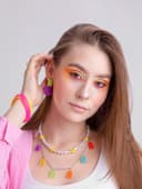 Колье «Мармеладный мишка», компания, цветное в серебре, 50 см