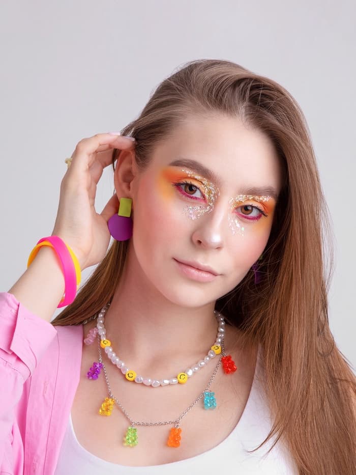 Колье «Мармеладный мишка», компания, цветное в серебре, 50 см