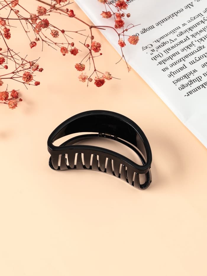 Крабик для волос «Глянец», утончённая дуга, 6.5×3 см, чёрный