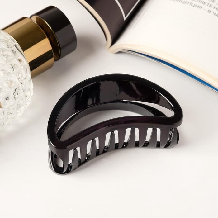 Крабик для волос «Глянец», утончённая дуга, 6.5×3 см, чёрный