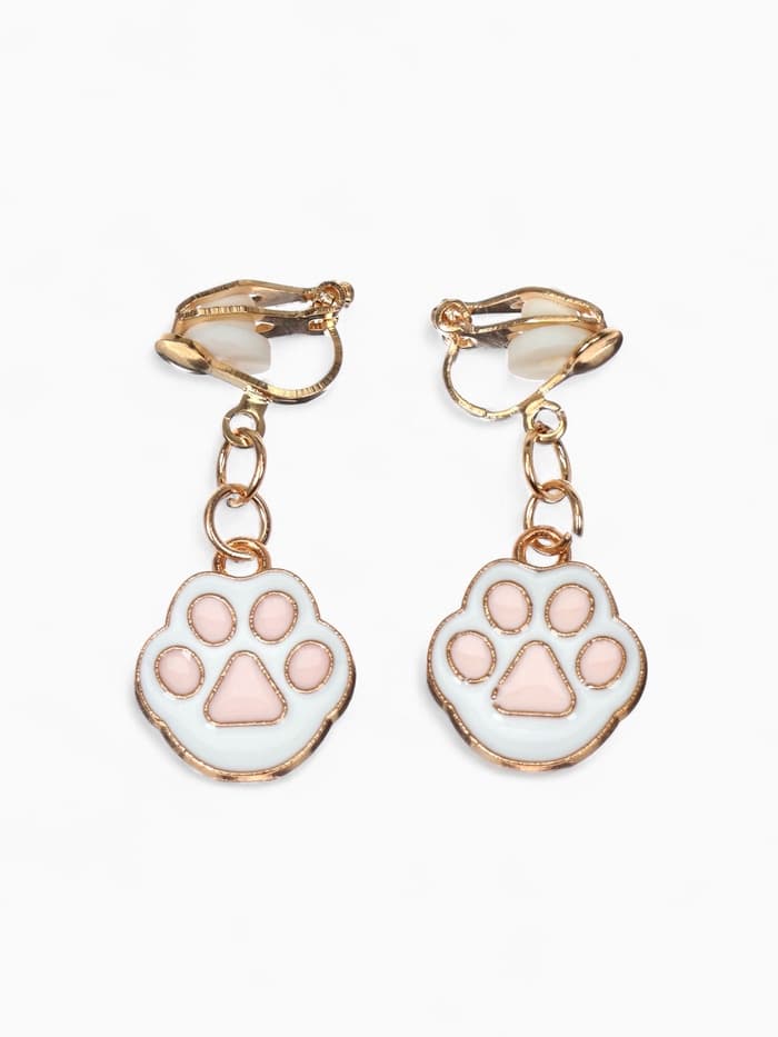 Серьги клипсы детские «Выбражулька. Лапки», белый, розовые в золоте