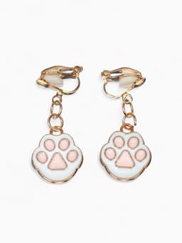 Серьги клипсы детские «Выбражулька. Лапки», белый, розовые в золоте