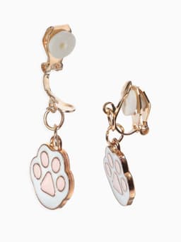 Серьги клипсы детские «Выбражулька. Лапки», белый, розовые в золоте