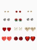 Серьги пусеты QF «Романтика», 12 пар, сердечки, цветные в золоте