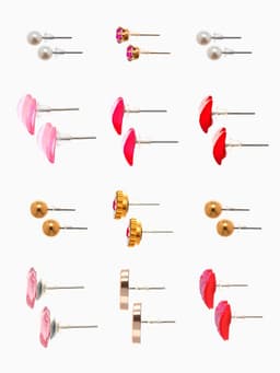 Серьги пусеты 12 пар «Сердечки», свидание, миксы