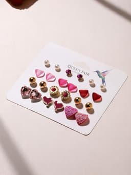 Серьги пусеты 12 пар «Сердечки», свидание, миксы