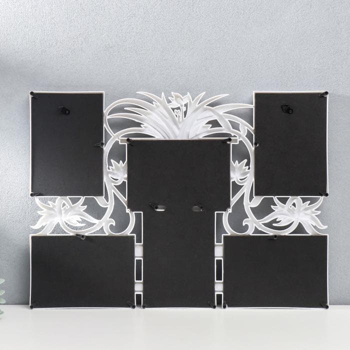 Фоторамка - коллаж на 6 фото 10×15 см «Африканская лилия», белый, 36×49 см