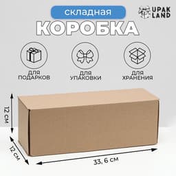 Коробка складная под бутылку, без печати, бурая 12×33.6×12 см
