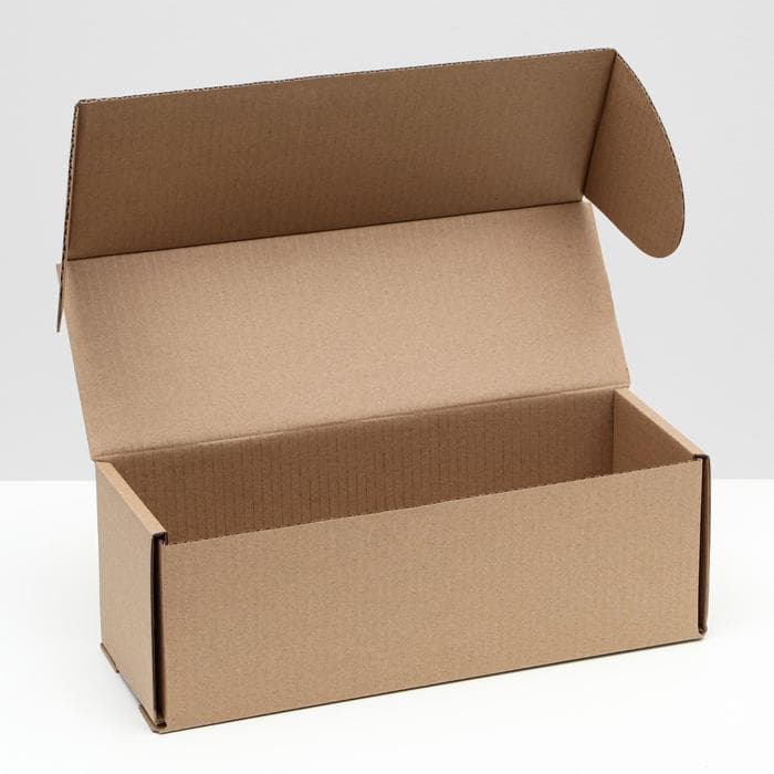 Коробка складная под бутылку, без печати, бурая 12×33.6×12 см