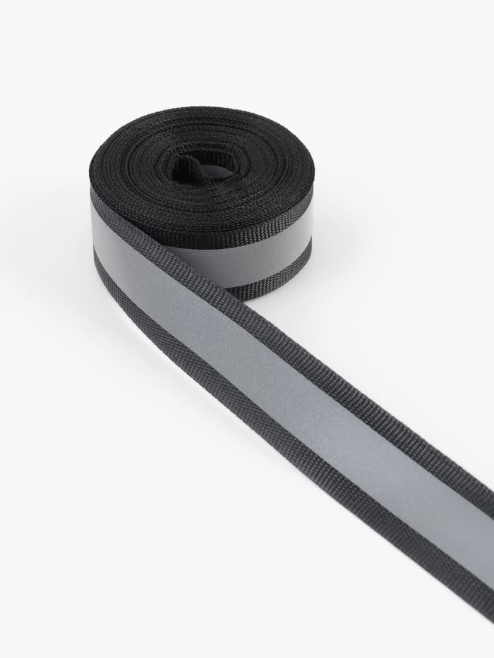 Светоотражающая лента стропа, 20 мм, 5 ± 1 м, цвет чёрный