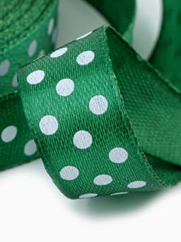 Лента атласная «Горох», 15 мм × 23±1 м, тёмно-зелёная №049