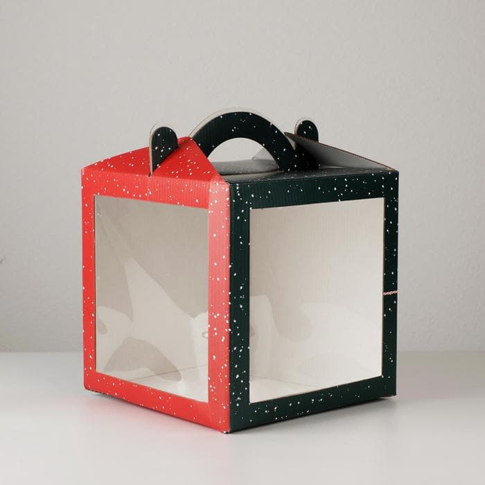 Коробка кондитерская с окном, сундук, «Новый год!» 20×20×20 см