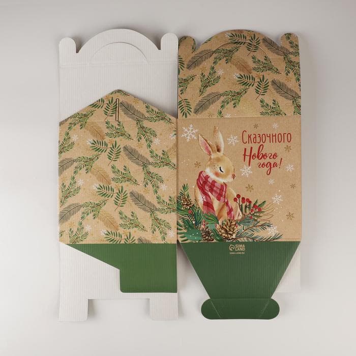 Коробка кондитерская новогодняя с окном, сундук, «Сказка» 20×20×20 см