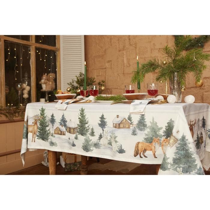 Скатерть на стол с салфетками «Этель» Forest animals: скатерть 150×110±2 см с ГМВО, салфетки 40×40 см - 4 шт.