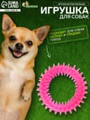 Жевательная игрушка для собак «Игольчатое кольцо», 9 см, розовая