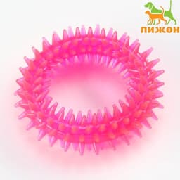 Жевательная игрушка для собак «Игольчатое кольцо», 9 см, розовая