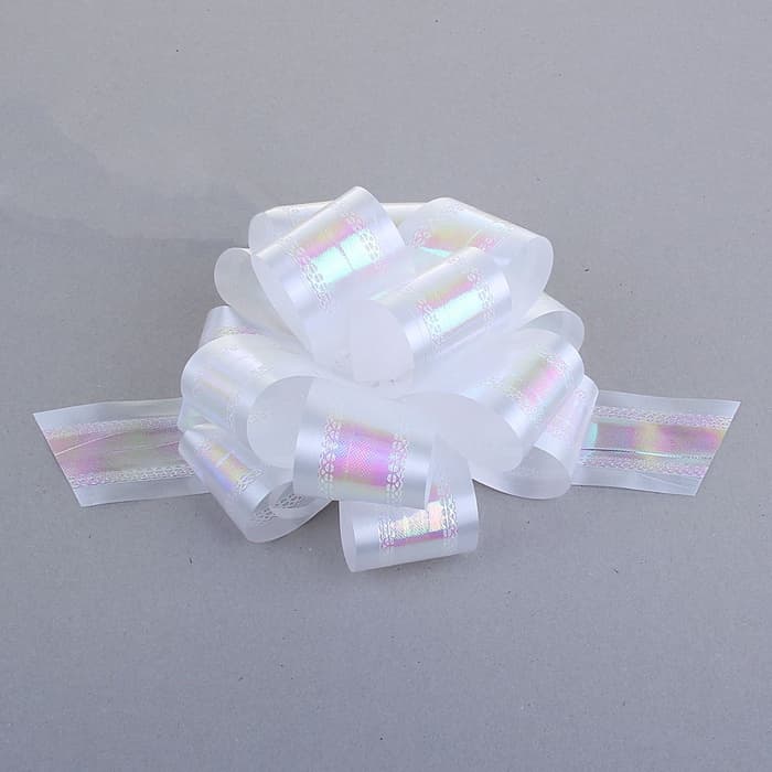 Подарочный бант - шар №5 перламутровый, белый, для упаковки подарков